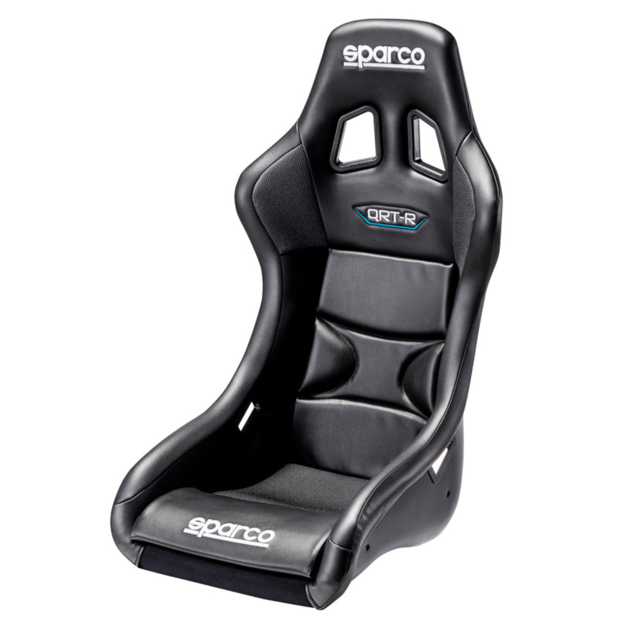 The black Sparco QRT-R Sky Fiberglass Racing Seat.