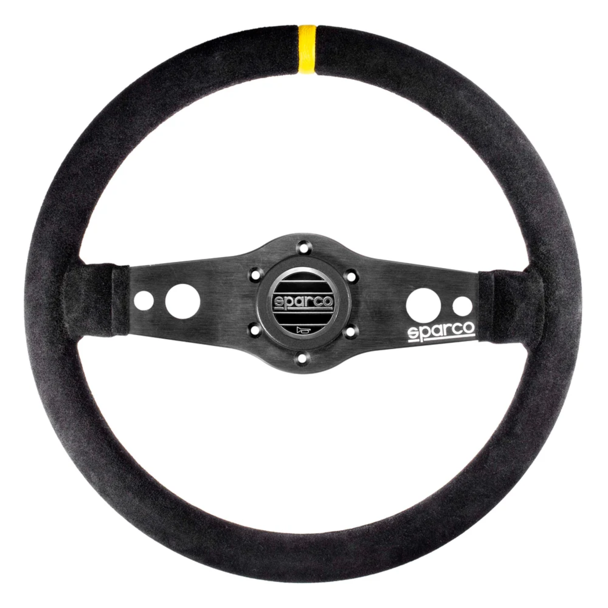 The suede Sparco R-215 Flat Steering Wheel.