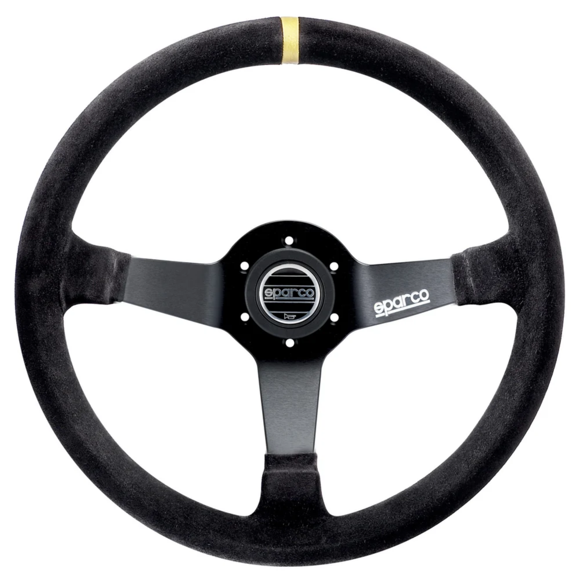 The black suede Sparco R-345 Steering Wheel.