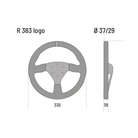 The dimensions of the suede Sparco R-383 Logo Steering Wheel.