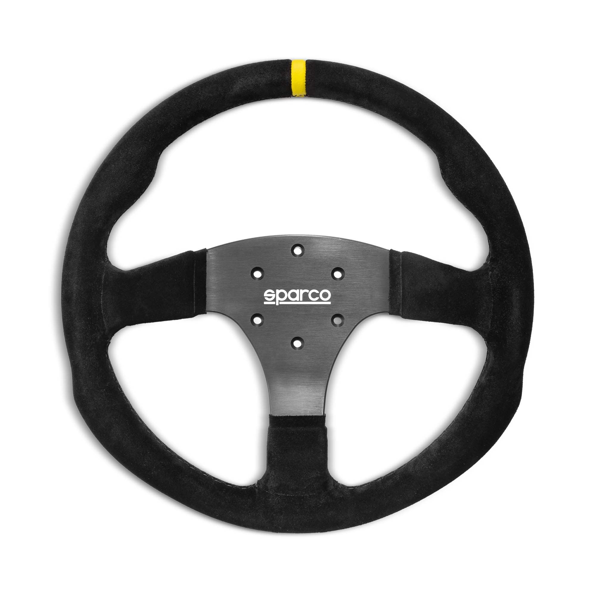 The suede Sparco R330 Steering Wheel.