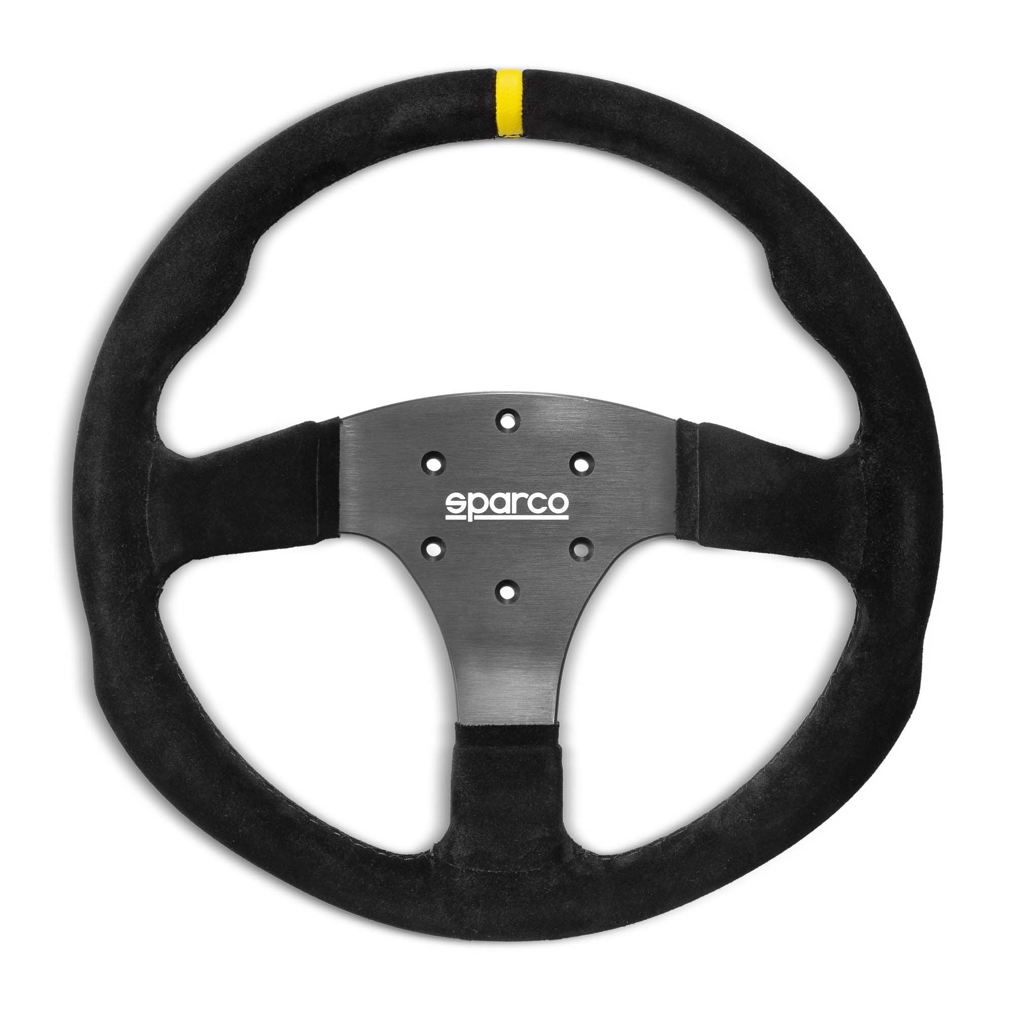 The suede Sparco R350 Steering Wheel.