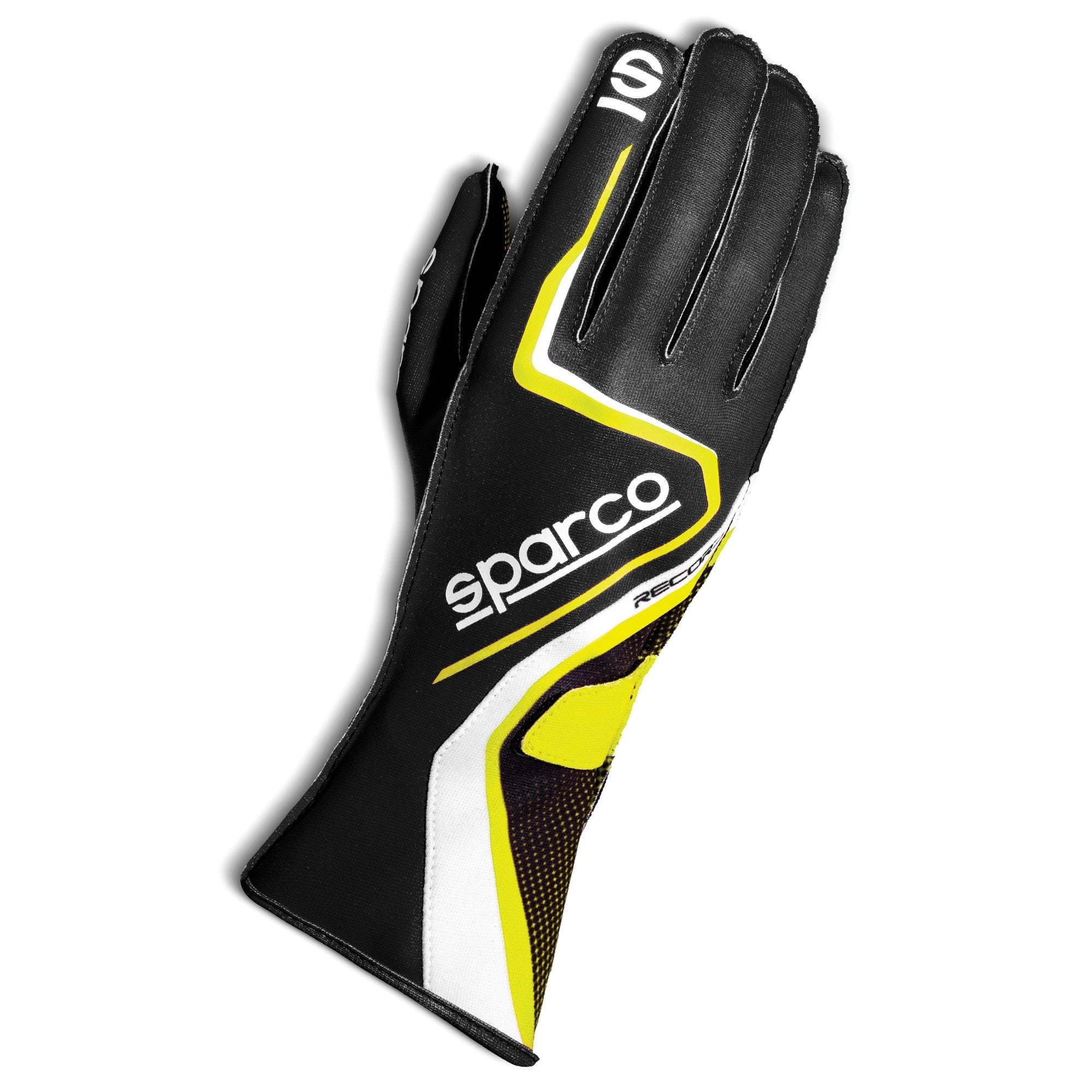 The black and yellow Sparco Record Karting Gloves.