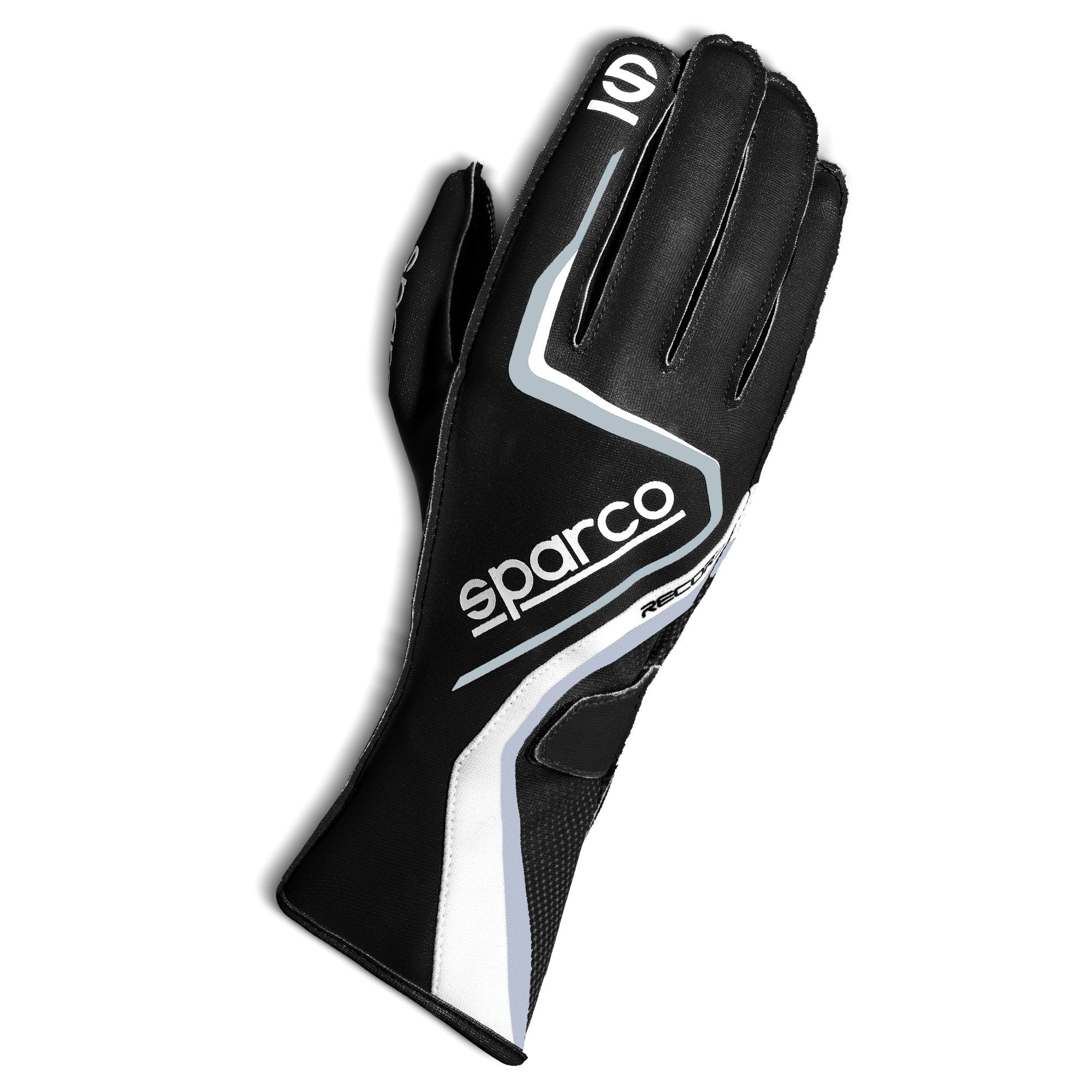 The black, white and grey Sparco Record WP Karting Gloves.