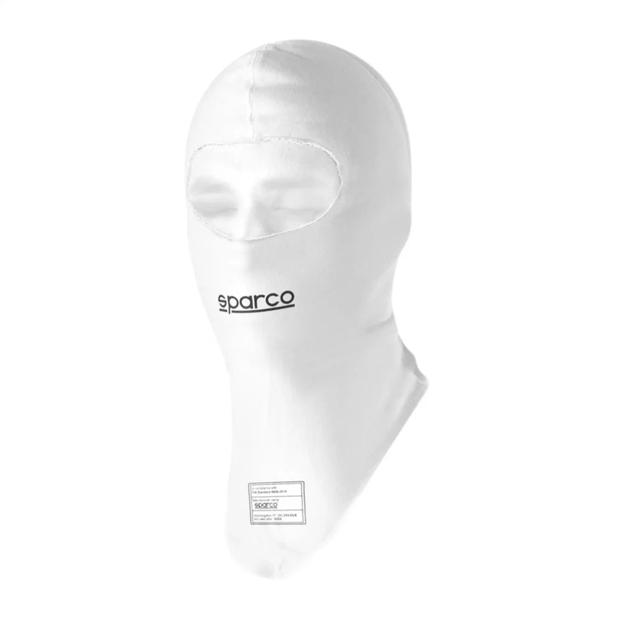 The white Sparco RW-7 Delta Racing Balaclava.