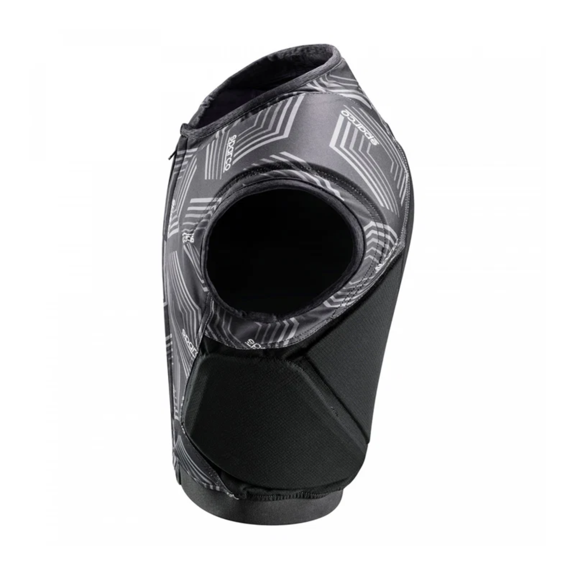 The black and white Sparco SJ Pro K-3 Rib Protector Vest from the side.
