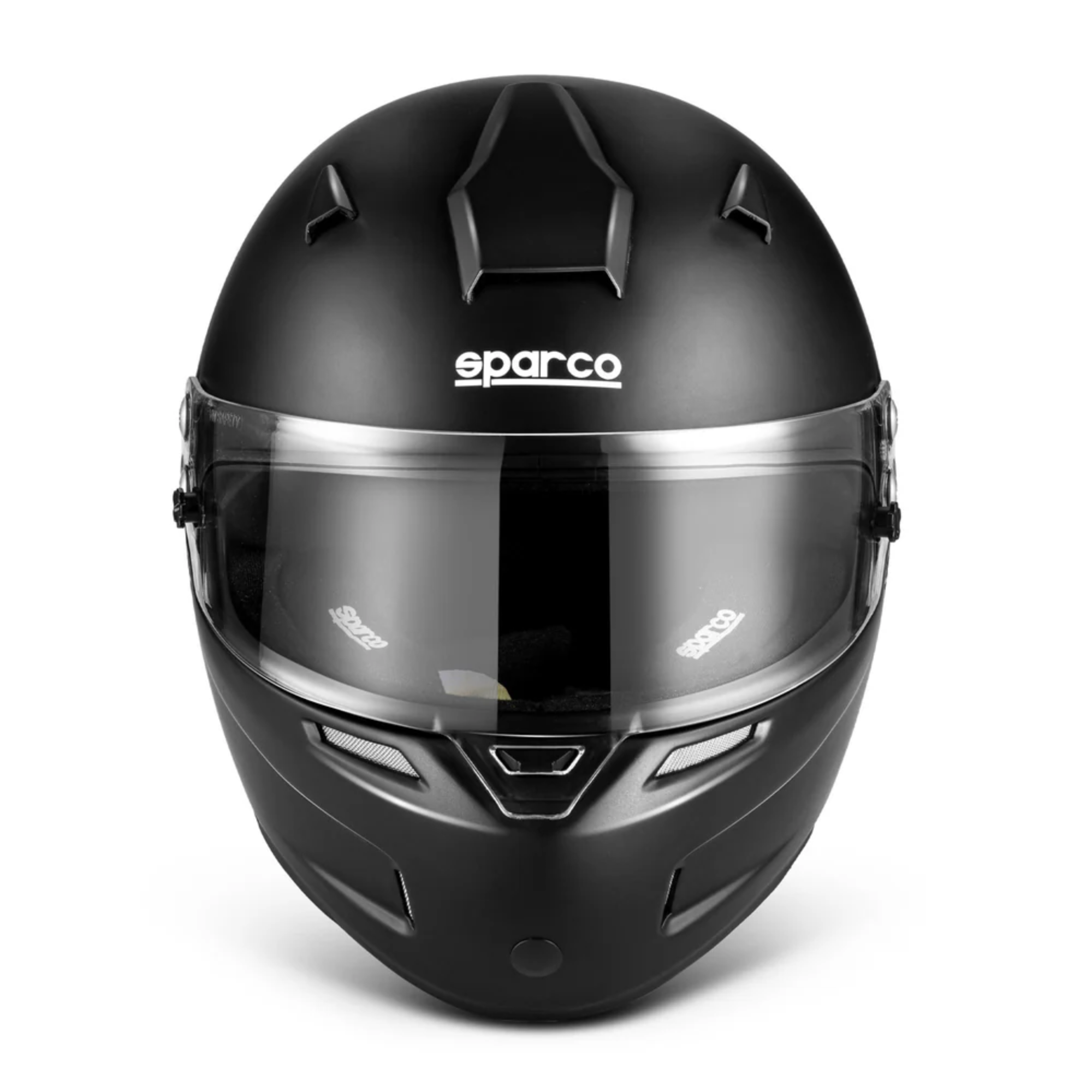 The front of the flat black Sparco Sky KF-5W K2015 Karting Helmet from Sparco.