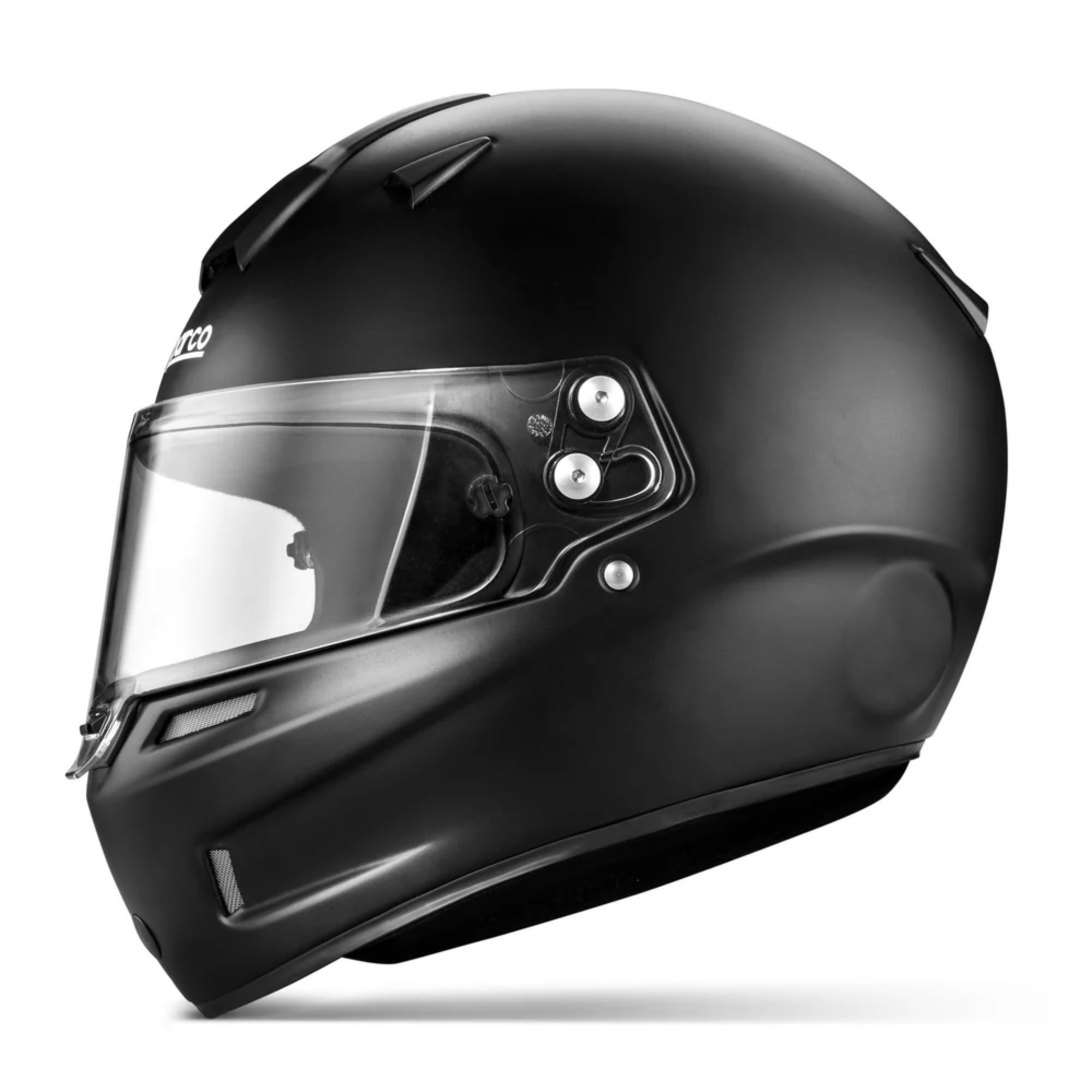 The side of the flat black Sparco Sky KF-5W K2015 Karting Helmet from Sparco.
