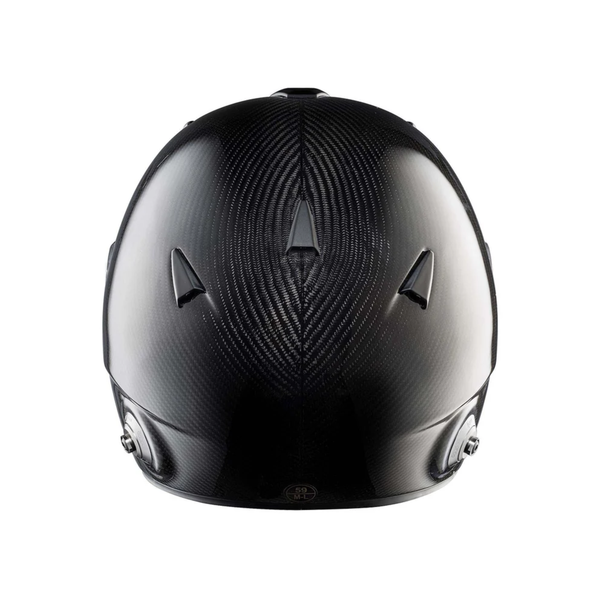 The Sparco Sky RF-7W Carbon SA2020 Helmet from Sparco with black internal padding from the back.