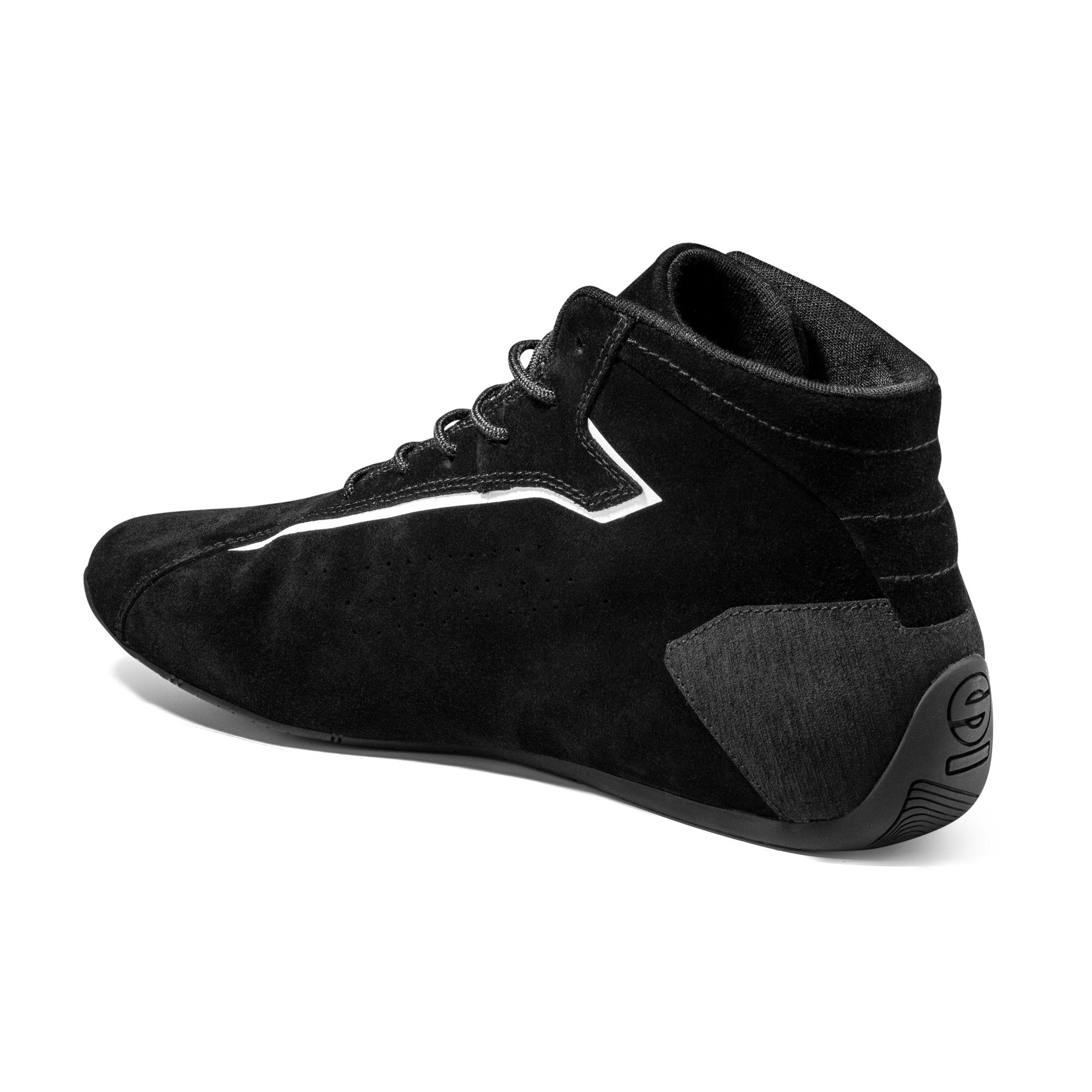 The inside arch of the black Sparco Slalom+ Suede Racing Shoes.