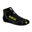 The black and yellow Sparco Slalom Racing Shoes at an angle.