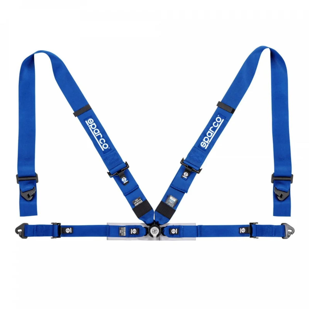 The blue Sparco Sport H-4 4-Point Racing Harness.