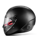 The side of the black and red Sparco Stealth KF Carbon Karting Helmet - K2025 / FIA8878 from Sparco.
