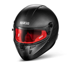 The black and red Sparco Stealth KF Carbon Karting Helmet - K2025 / FIA8878 from Sparco.