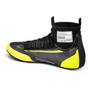 The inside of the black and yellow Sparco Superleggera Racing Shoes.