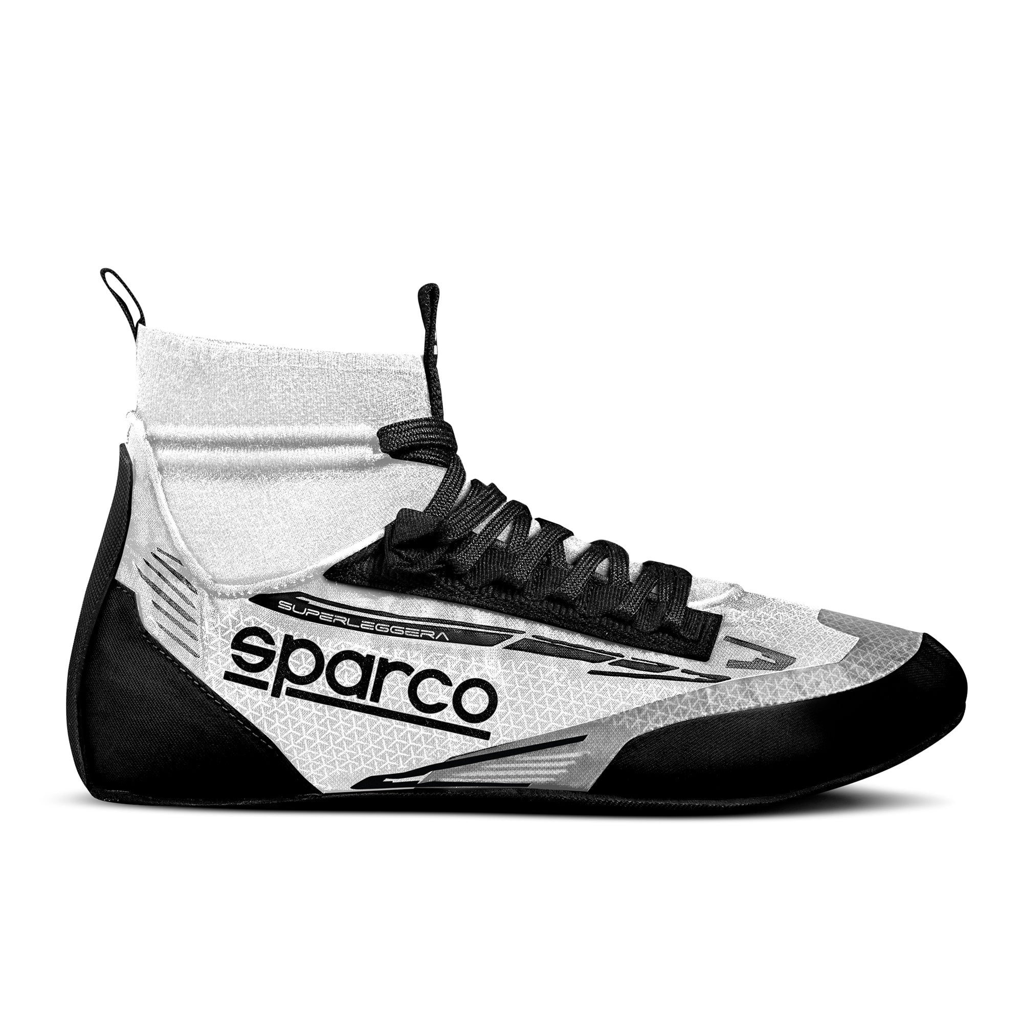 The white and black Sparco Superleggera Racing Shoes.