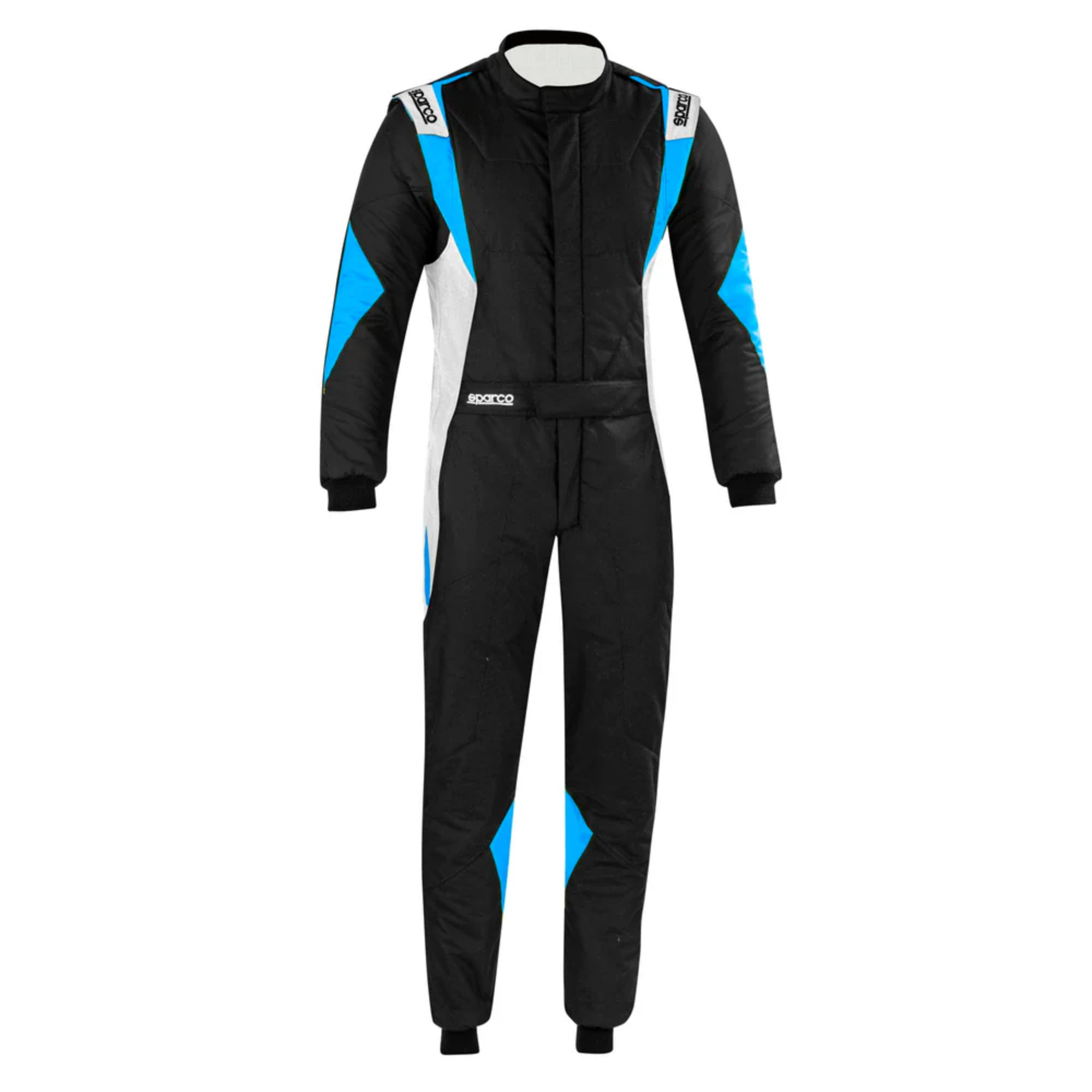 The black, white and blue Sparco Superleggera Racing Suit.