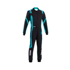 The black and celeste Sparco Thunder Advanced Youth Kart Racing Suit from Sparco.