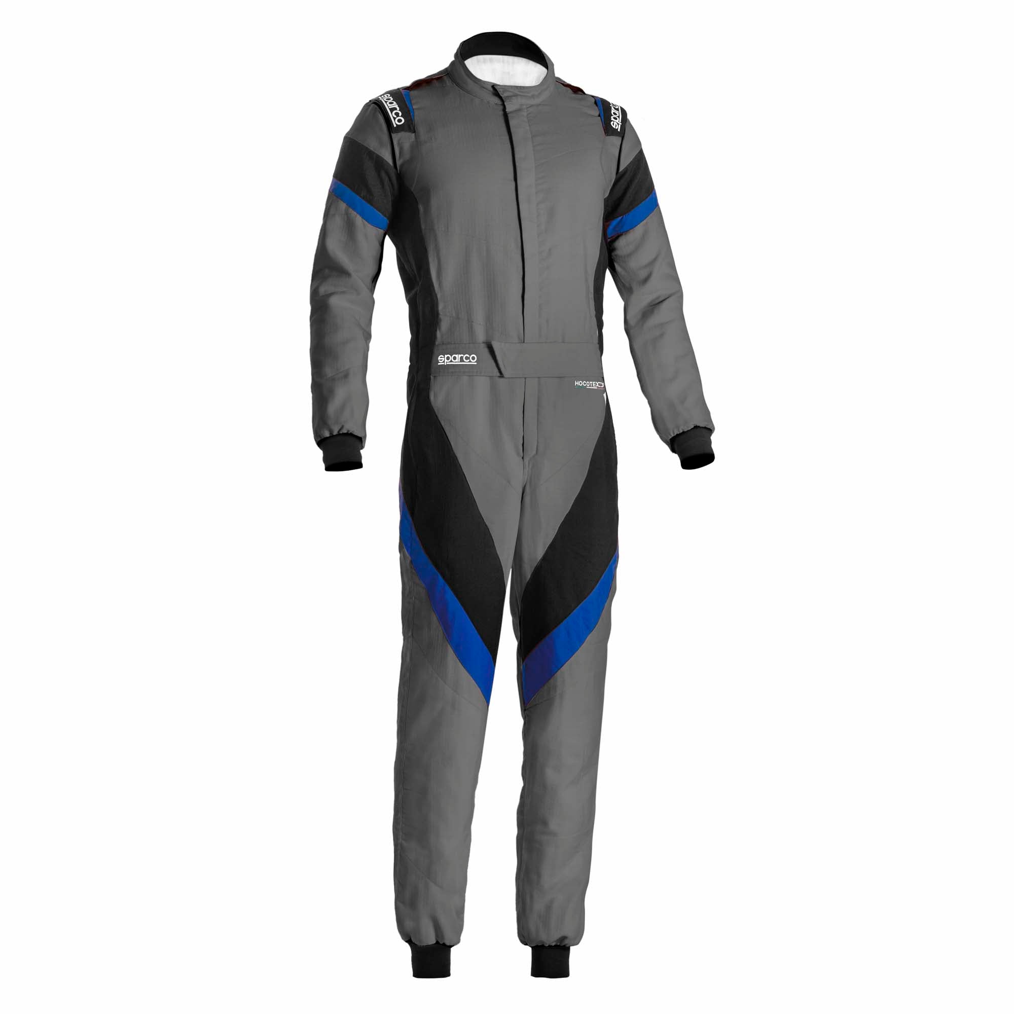 The grey and blue Sparco Victory 3.0 Racing Suit.