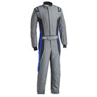 The gray and blue Sparco Victory Pro Boot-Cut Racing Suit.