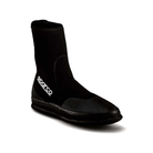 Showing one of the two black shoes with white Sparco logo in the pair of Sparco Waterproof Rain Boots.