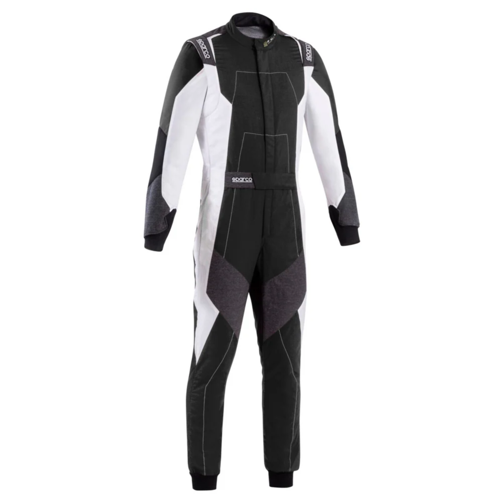 The black and white Sparco X-Light Full Efficiency Racing Suit from Sparco