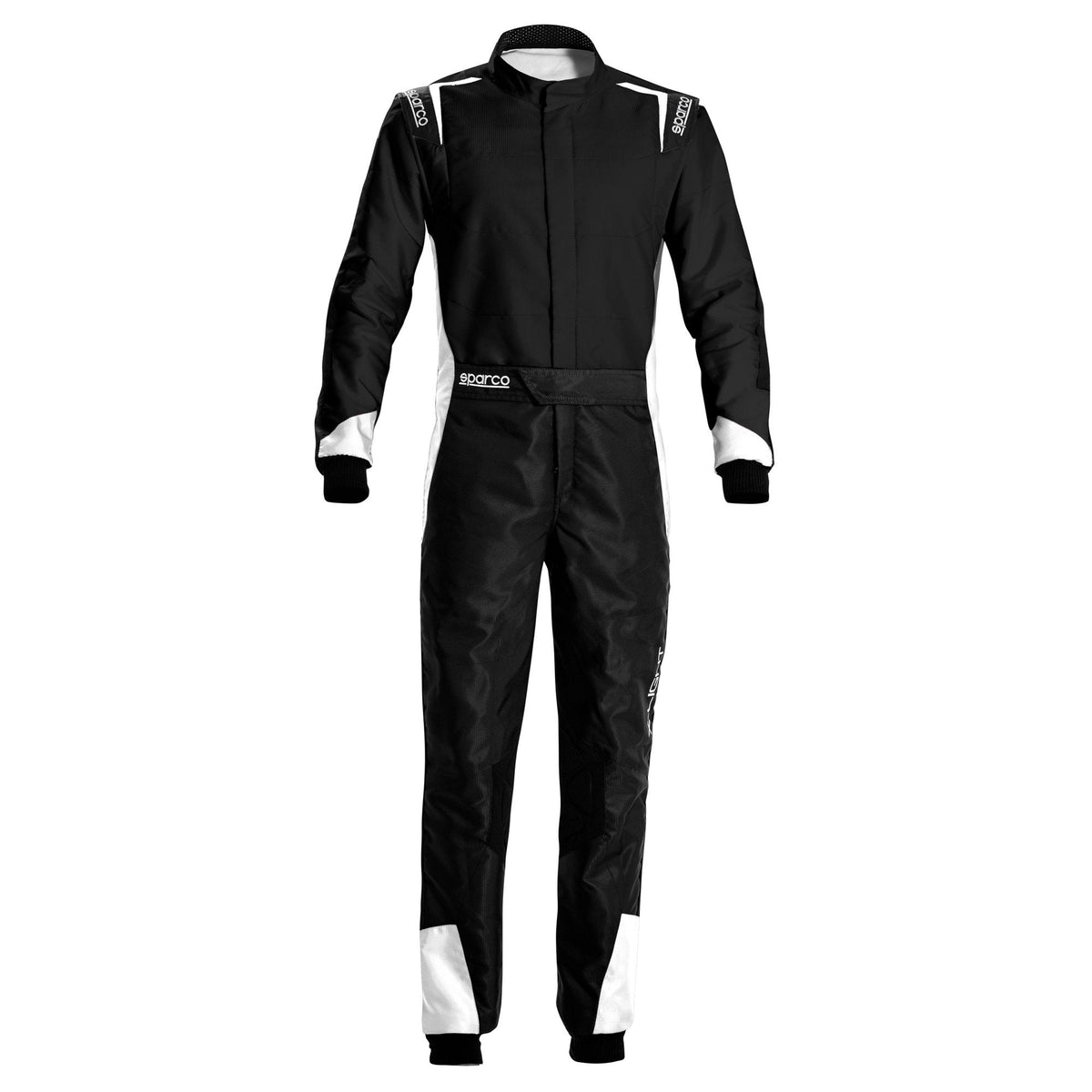The black and white Sparco X-Light Kart Racing Suit.