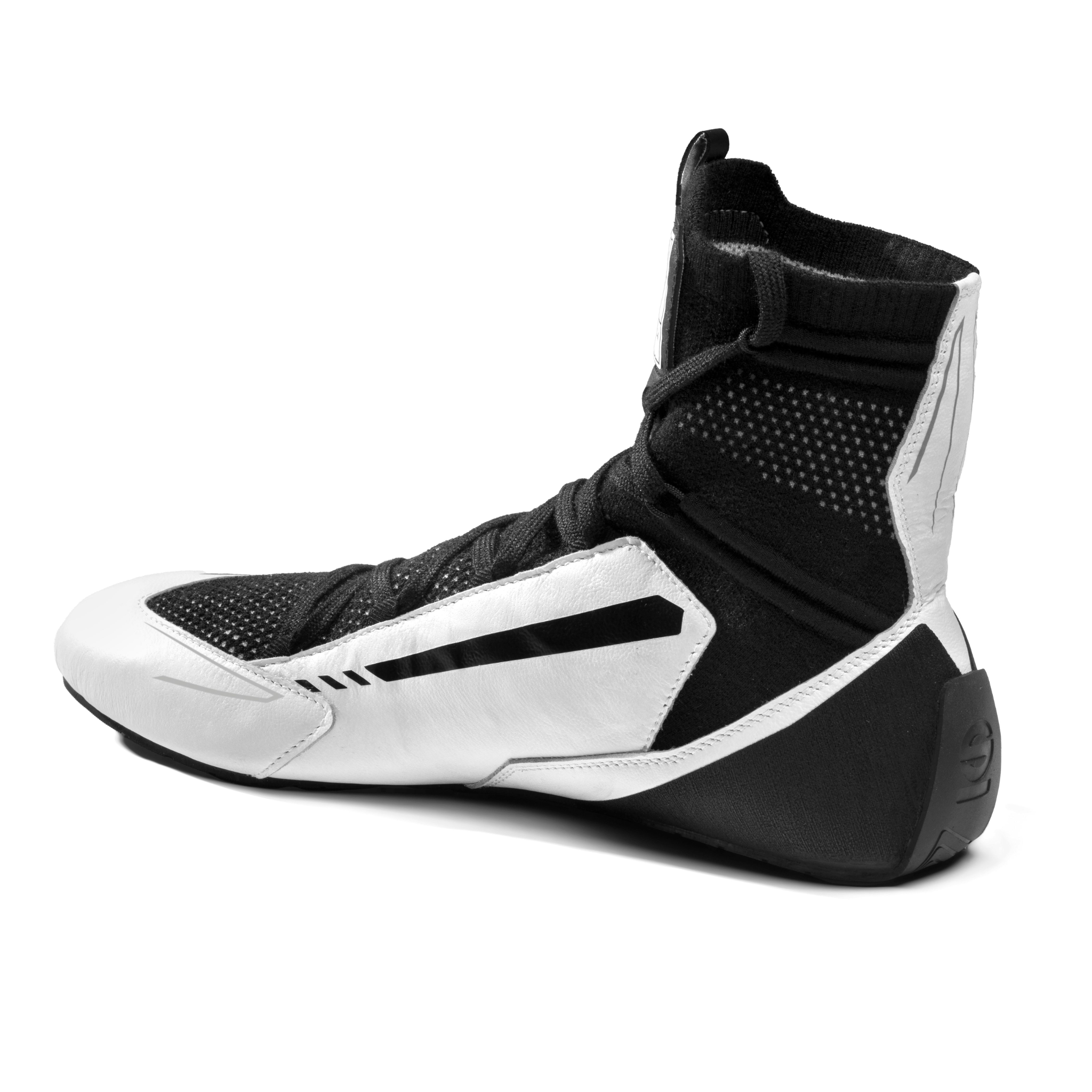 The inside of the white and black Sparco X-Light Plus Racing Shoes.