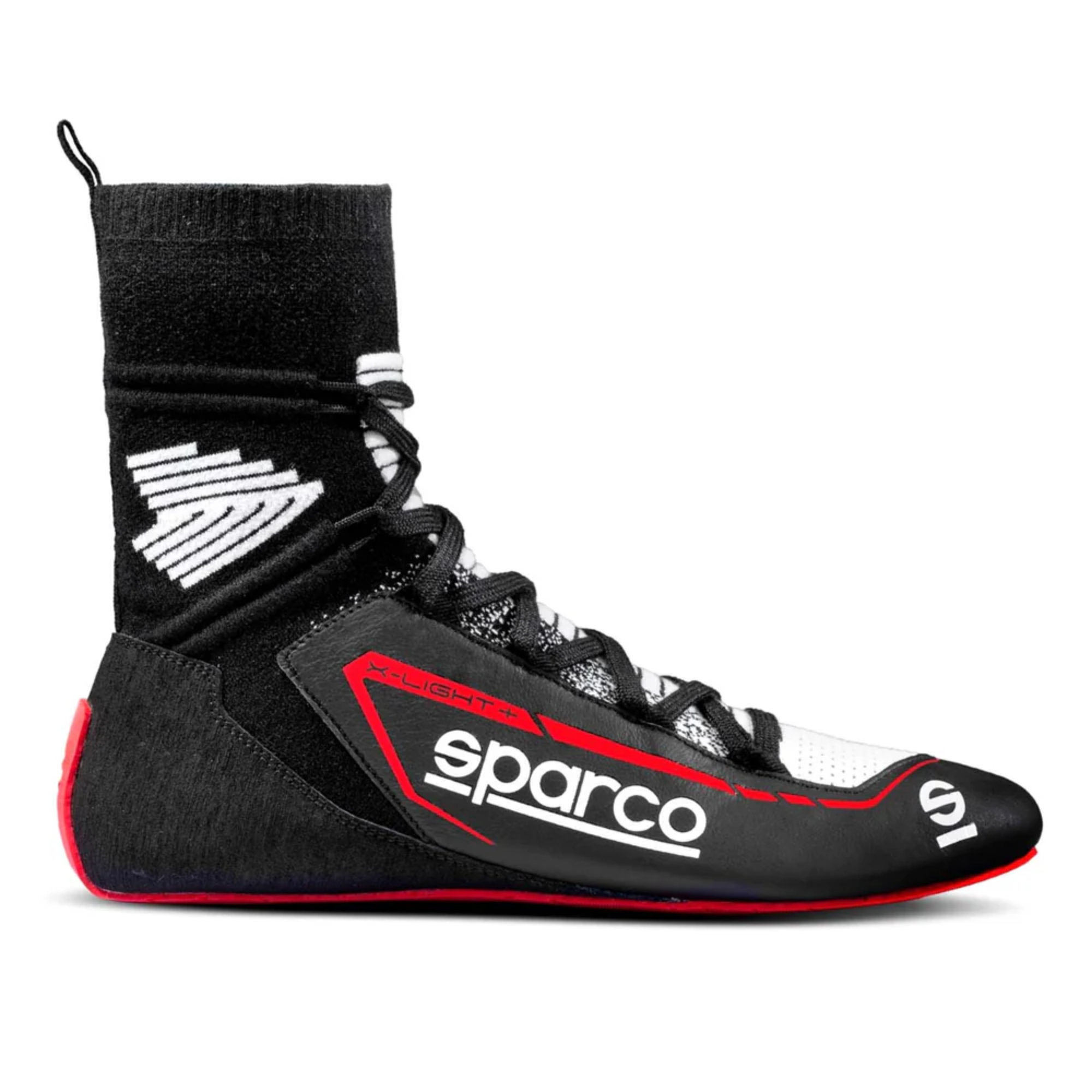 The black and red Sparco X-Light+ Racing Shoes.