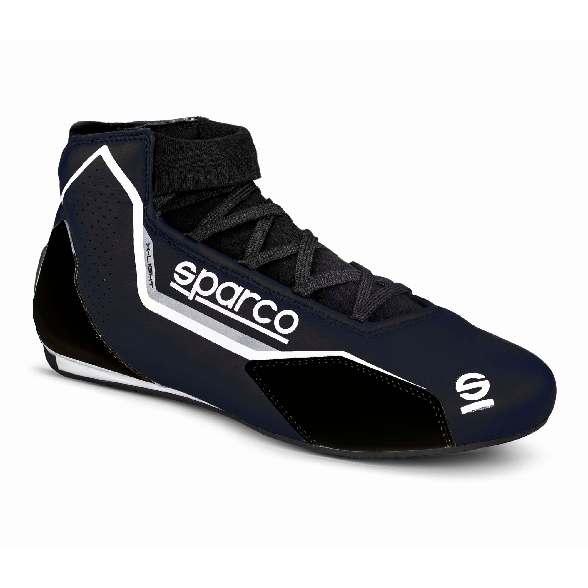 The black Sparco X-Light Racing Shoes at an angle.