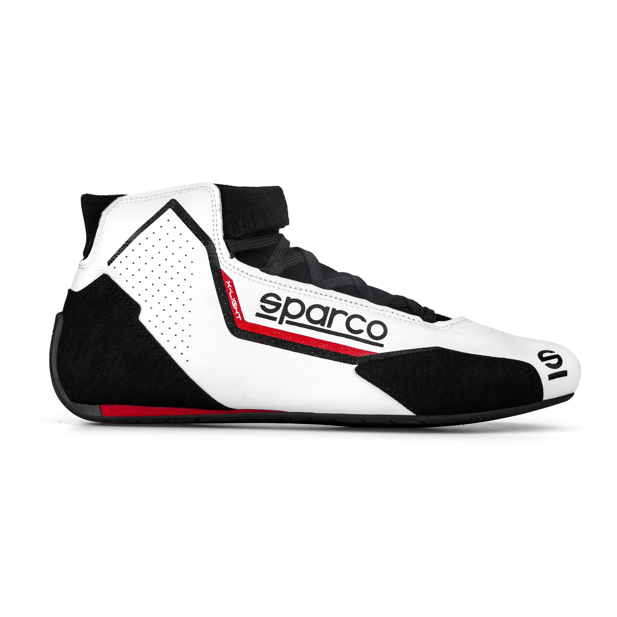 The white and black Sparco X-Light Racing Shoes.