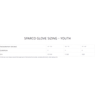 The youth glove sizing guide for Sparco gloves. all-groups