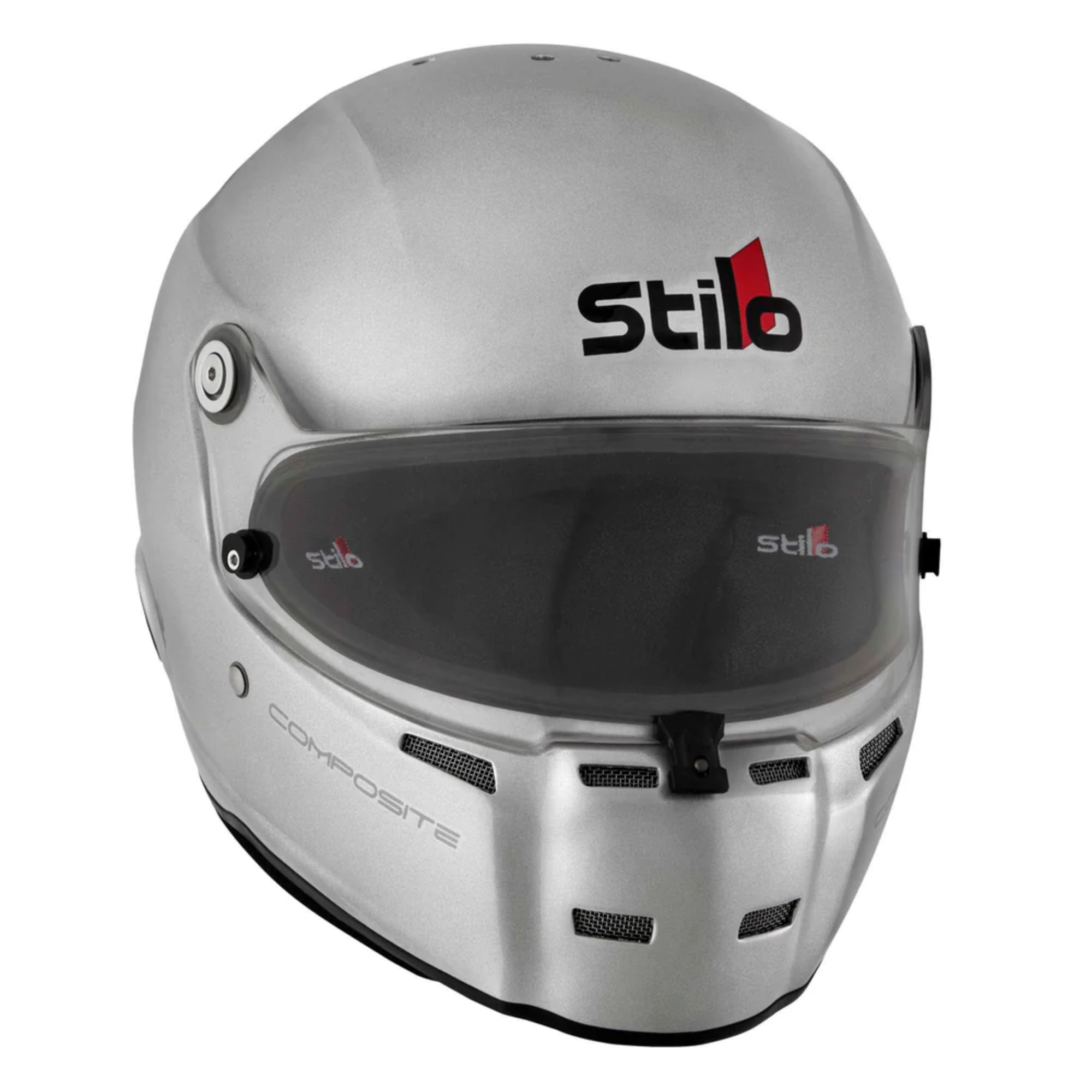 The silver Stilo ST5 FN Composite SA2020/FIA8859 Helmet.