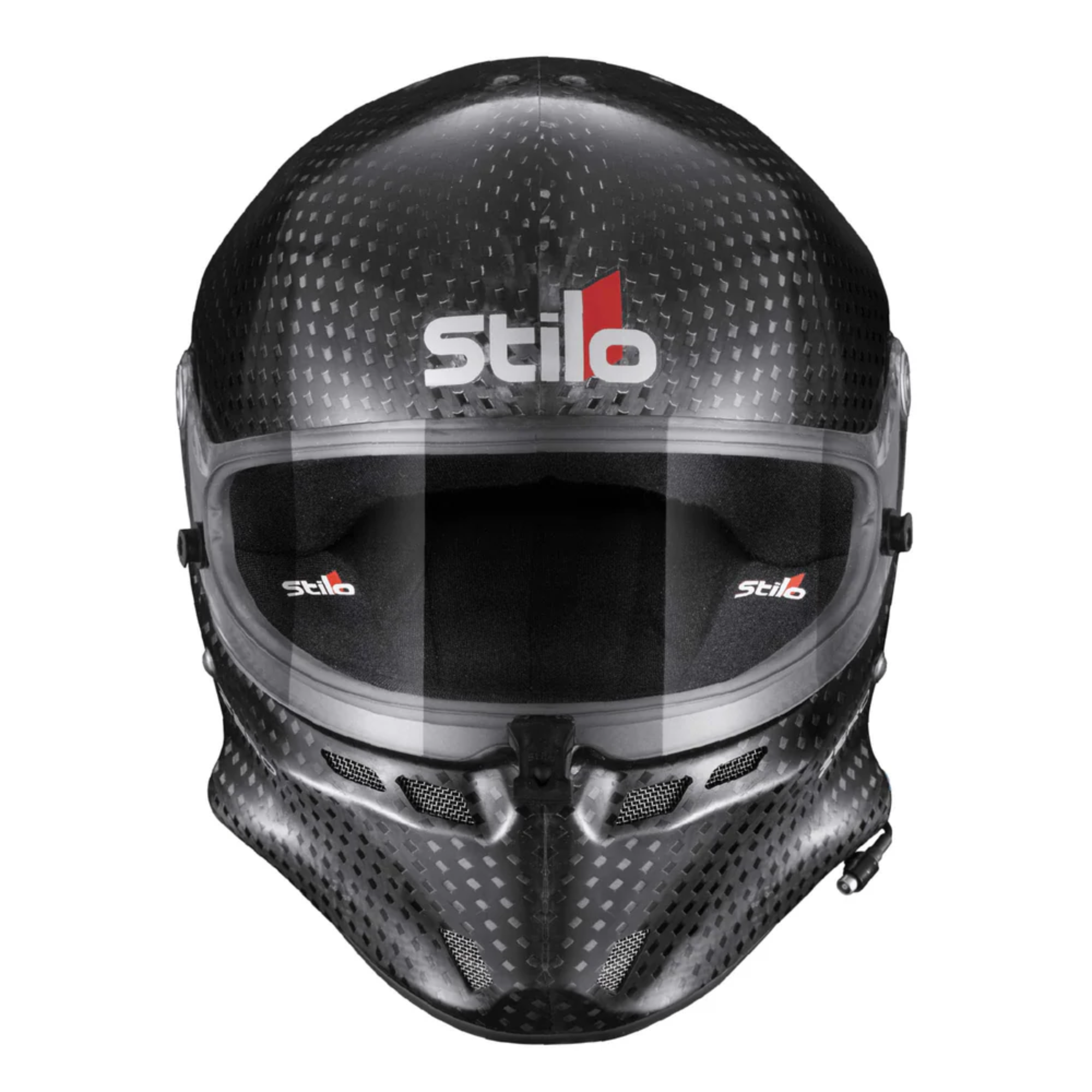 The front of the Stilo ST6 GT Zero Carbon Racing Helmet - FIA8860 from Stilo.