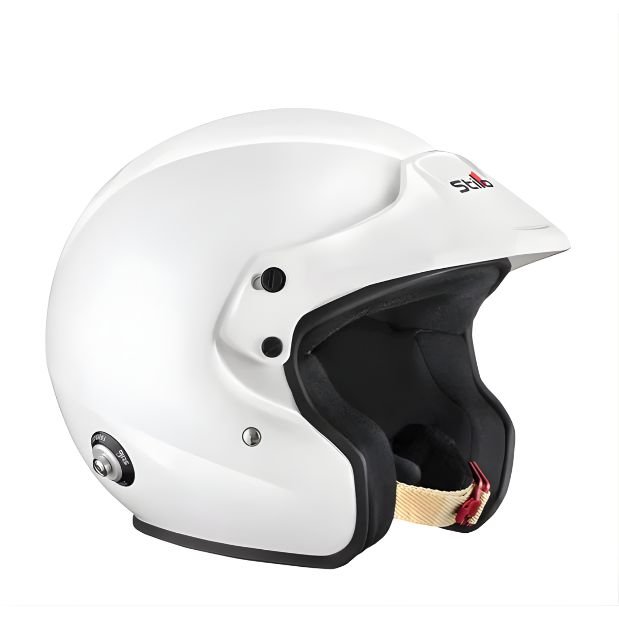 The Stilo Venti Sport Jet Racing Helmet - SA2020 / FIA8859 at an angle.