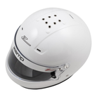 The SA2025 rated Zamp Racing RZ-57 Racing Helmet in gloss white from the top at an angle.