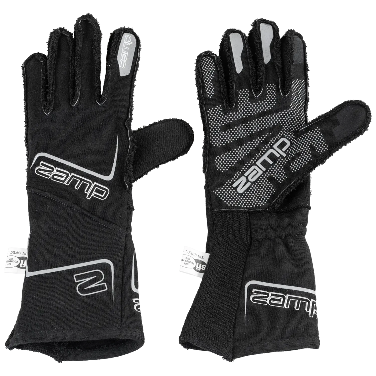 The black SFI 3.3/5 rated Zamp Racing ZR-70 Performance Race Gloves.