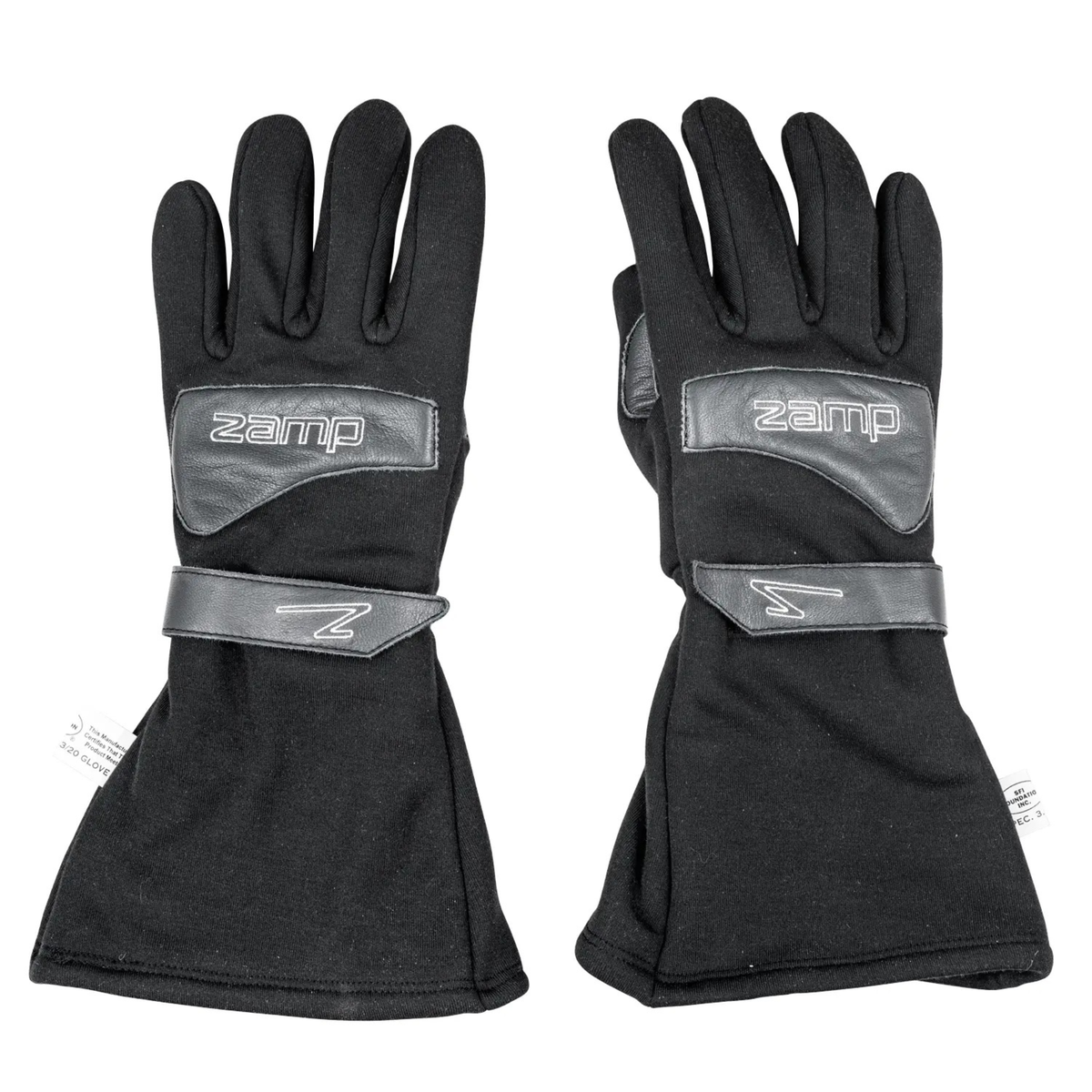 The black SFI 3.3/20 rated Zamp Racing ZR-Drag Gloves.