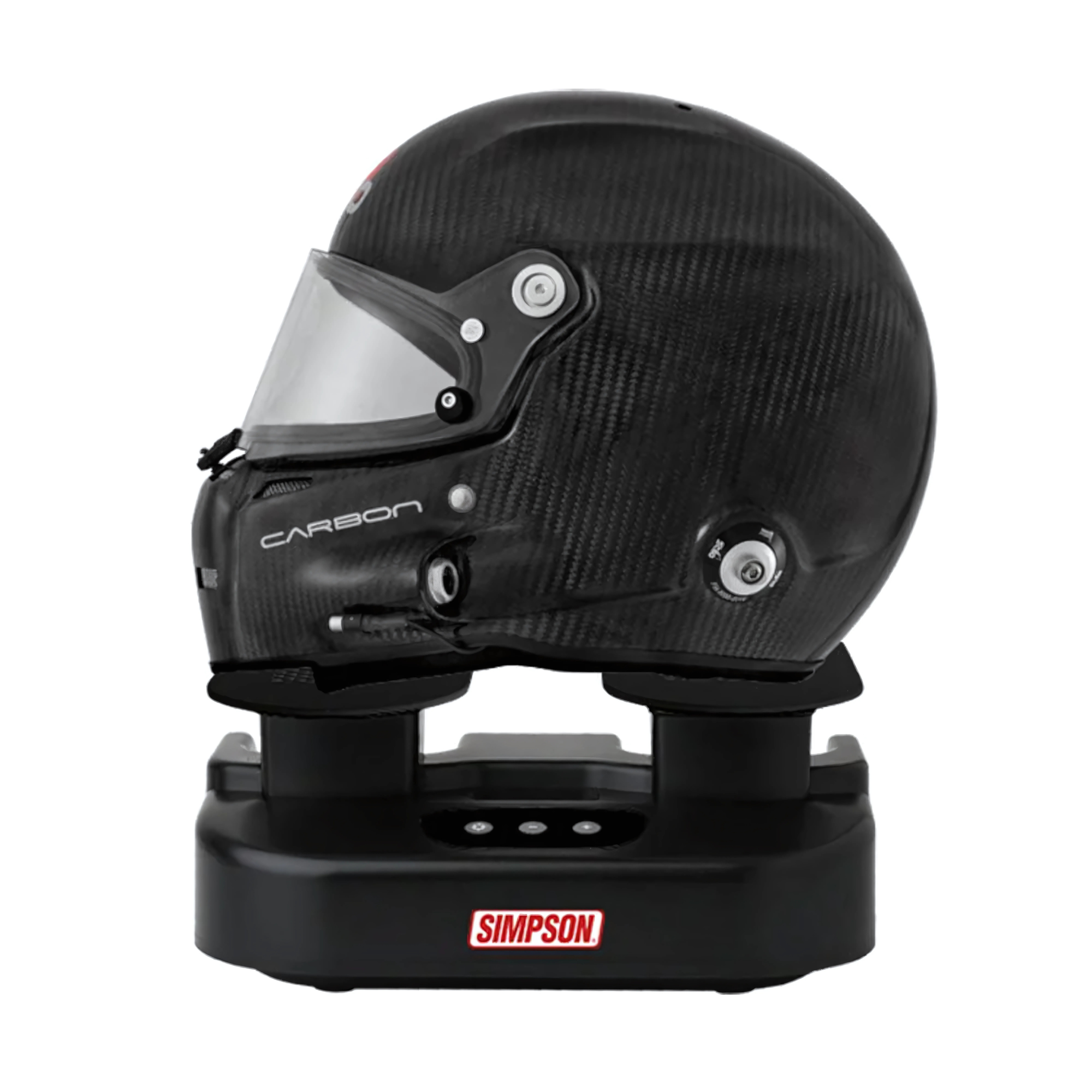 The Simpson Helmet & Equipment Dryer from Simpson with a racing helmet.