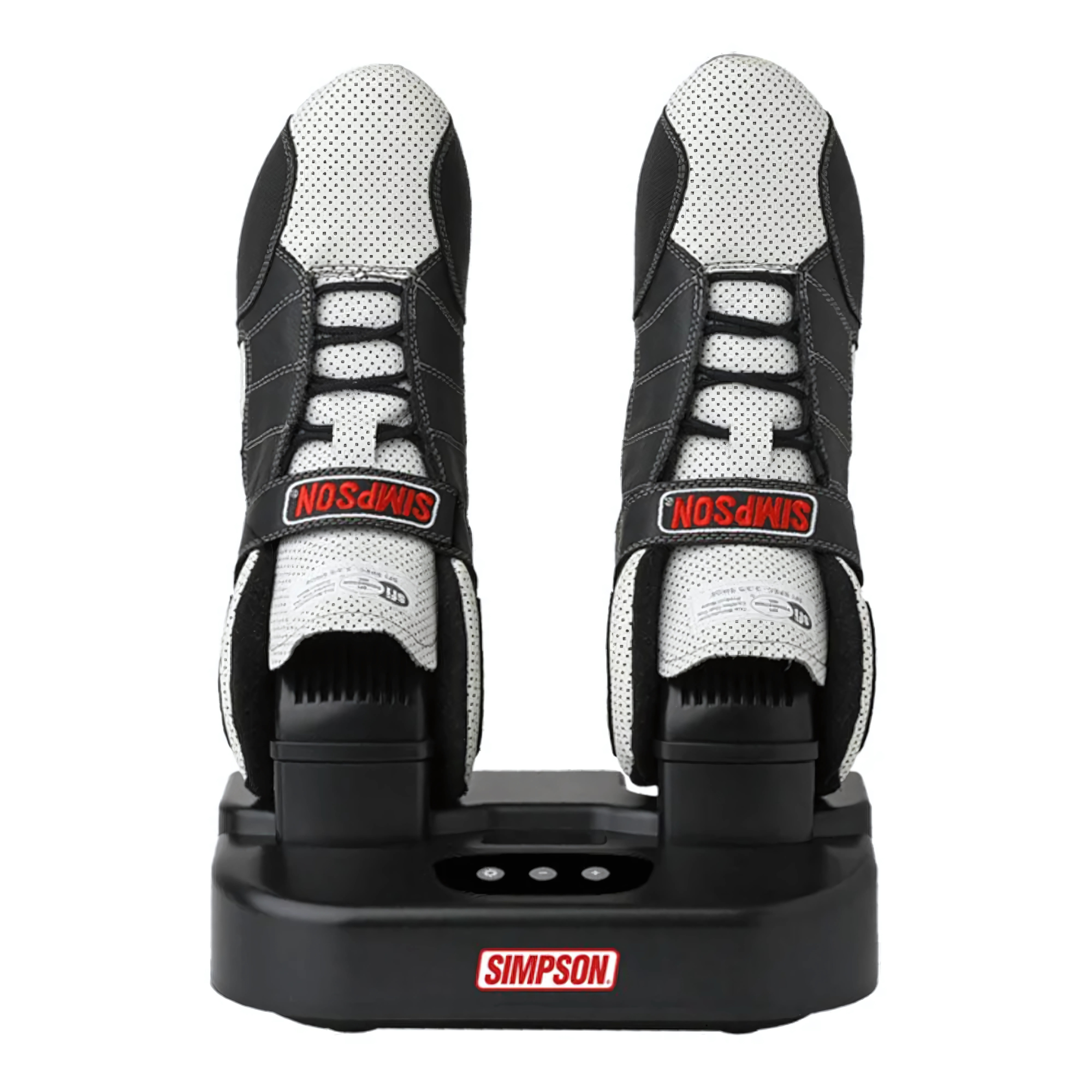 The Simpson Helmet & Equipment Dryer from Simpson with racing shoes.