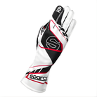 The back of the white and black Sparco K-Arrow+ Karting Gloves from Sparco.