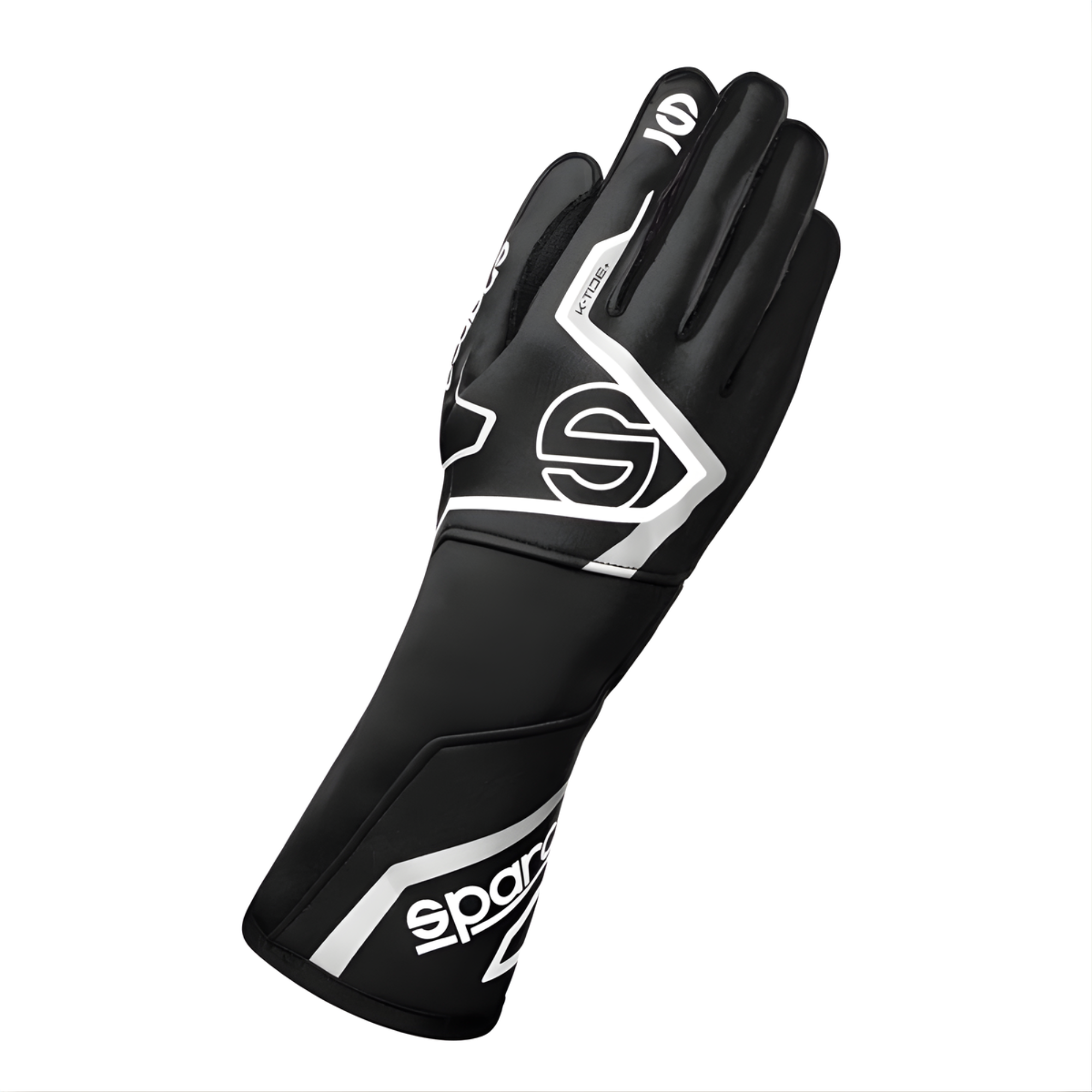 The back of the black Sparco K-Tide+ Karting Gloves from Sparco.