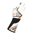 The back of the orange and white Sparco K-Tide+ Karting Gloves from Sparco.