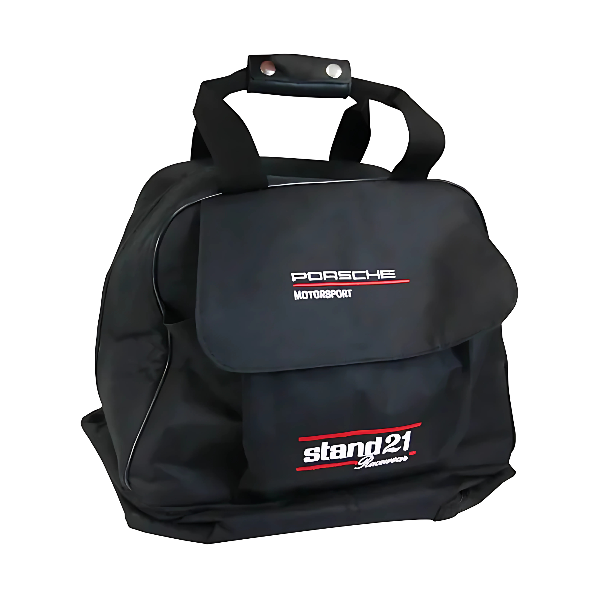 The officially licensed Stand-21 Porsche Motorsports Helmet & Hans Bag from Stand 21.