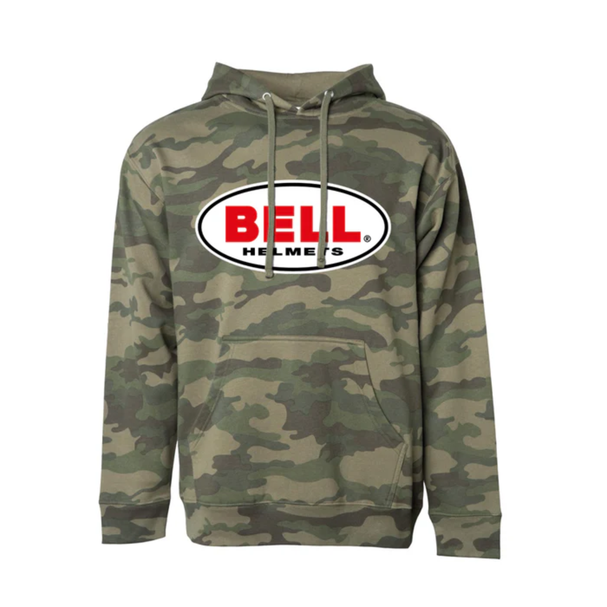 The Bell Camo Hoodie from Bell featuring various shades of green.