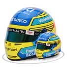 The Fernando Alonso 2024 Mini Bell Helmet from Bell, a half-scale replica of the two-time champions 2024 helmet.