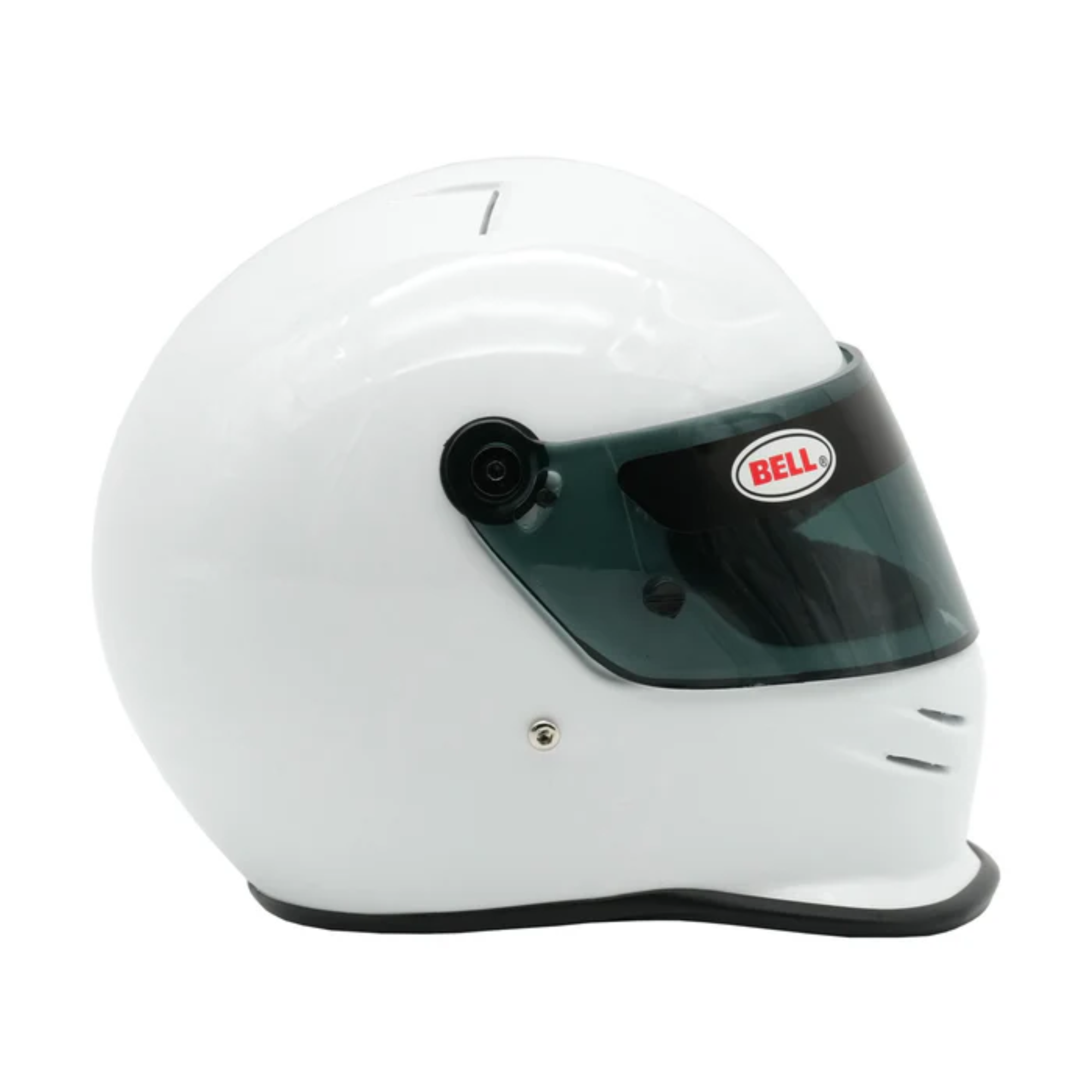 The white Bell K.1 Signature Mini Helmet from Bell from the side.