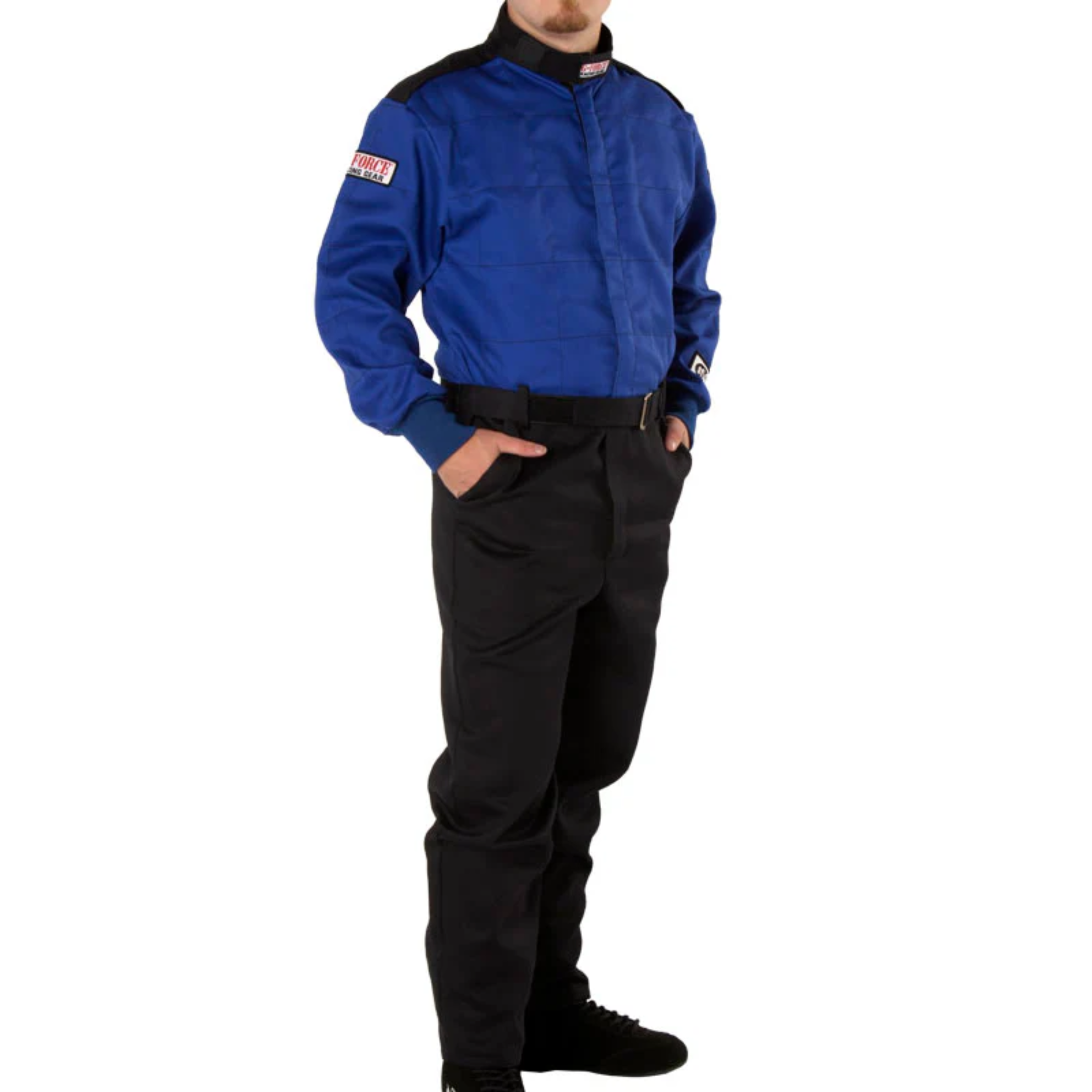 The blue and black G-Force GF125 Racing Suit from G-Force, available in child and adult sizes.