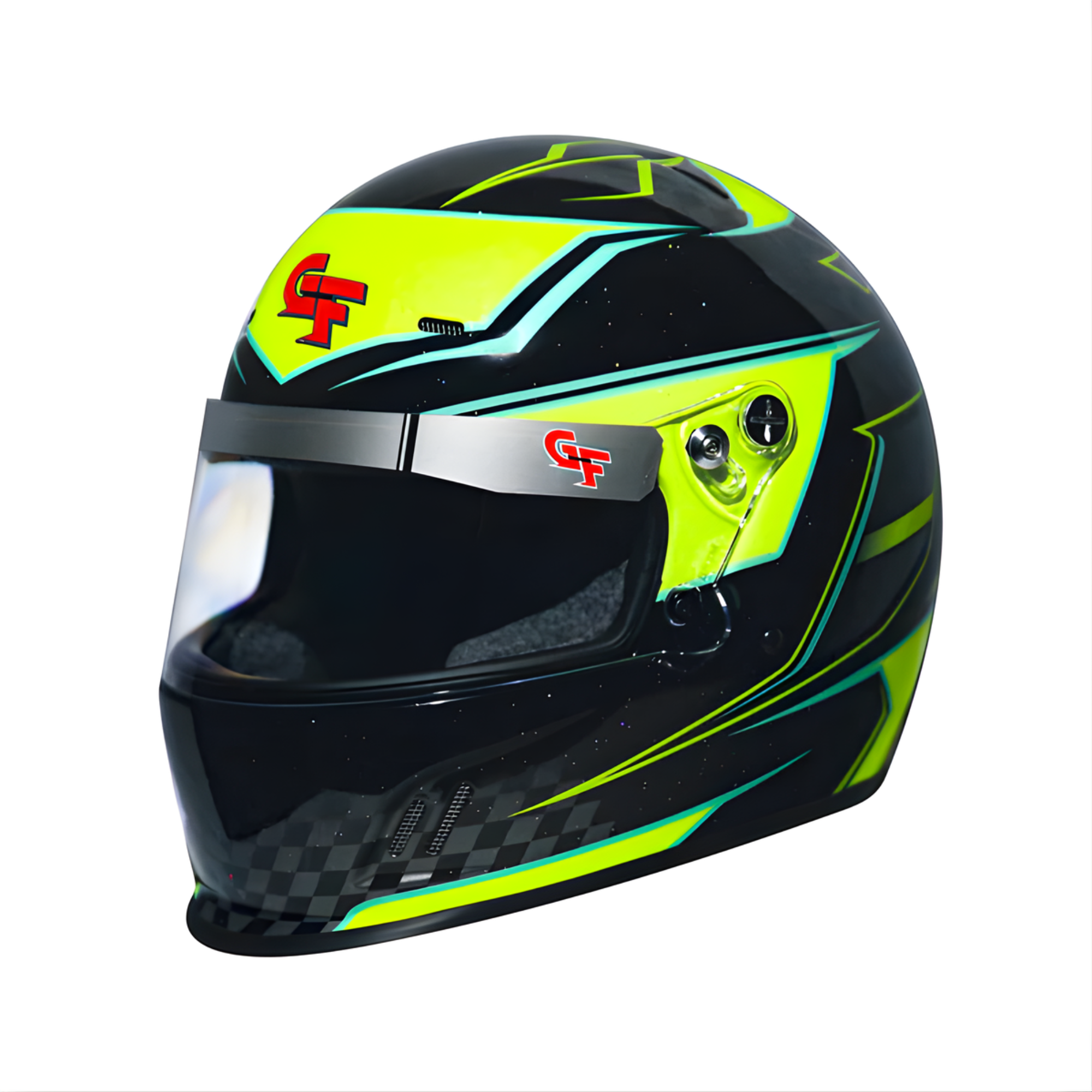 The yellow G-Force Junior CMR Graphics Youth Karting Helmet from G-Force.