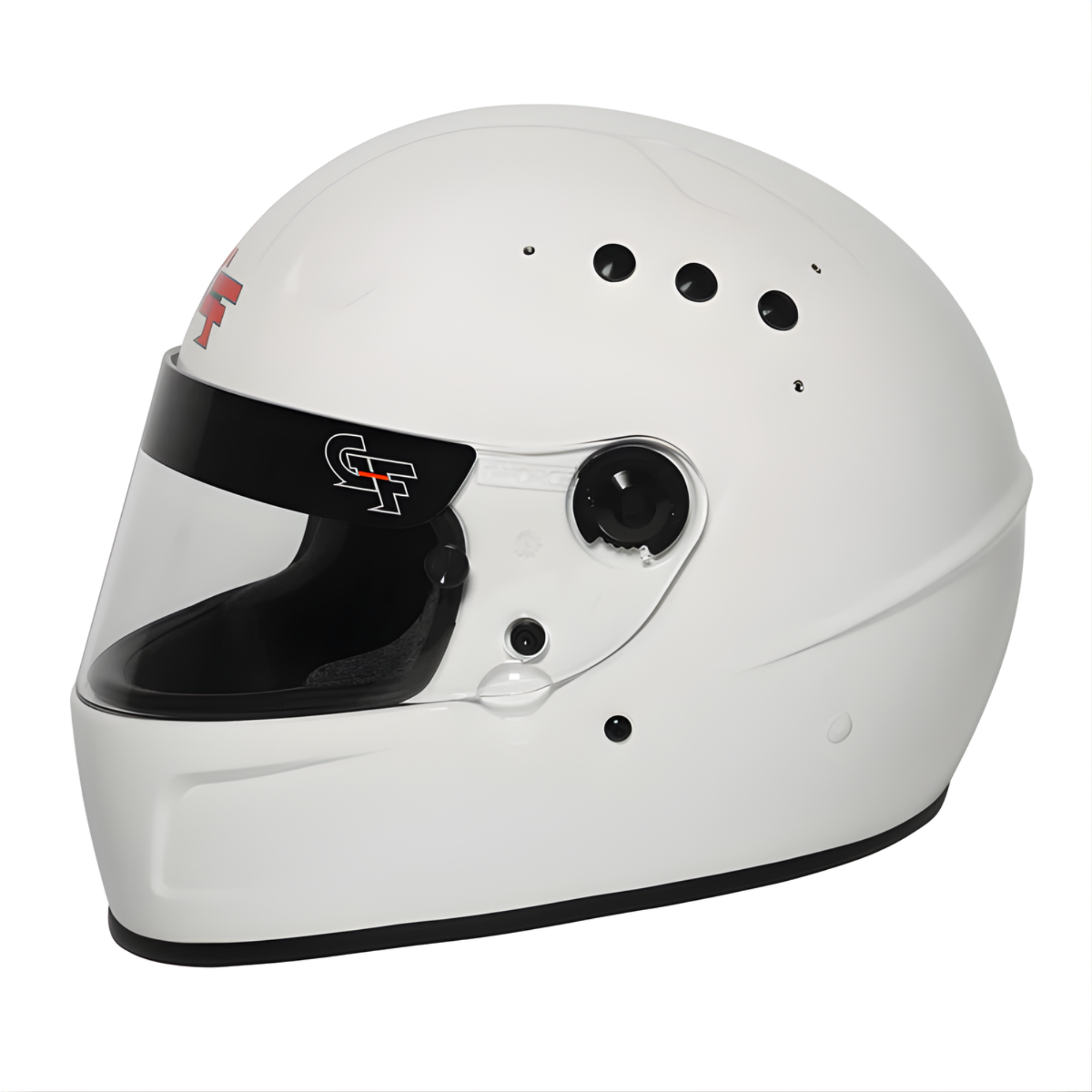 The white G-Force Rift Air SA2020 Helmet from G-Force from the side with the snorkel detached.